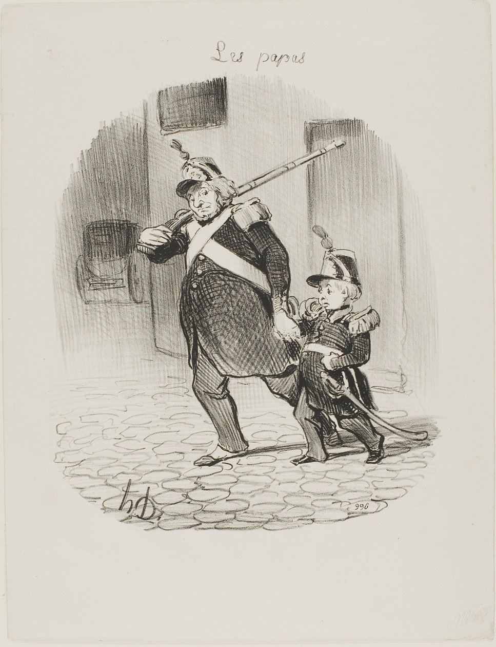 Suuren paraatin päivä, levy 6, Les Papas -lehti tekijältä Honoré Victorin Daumier