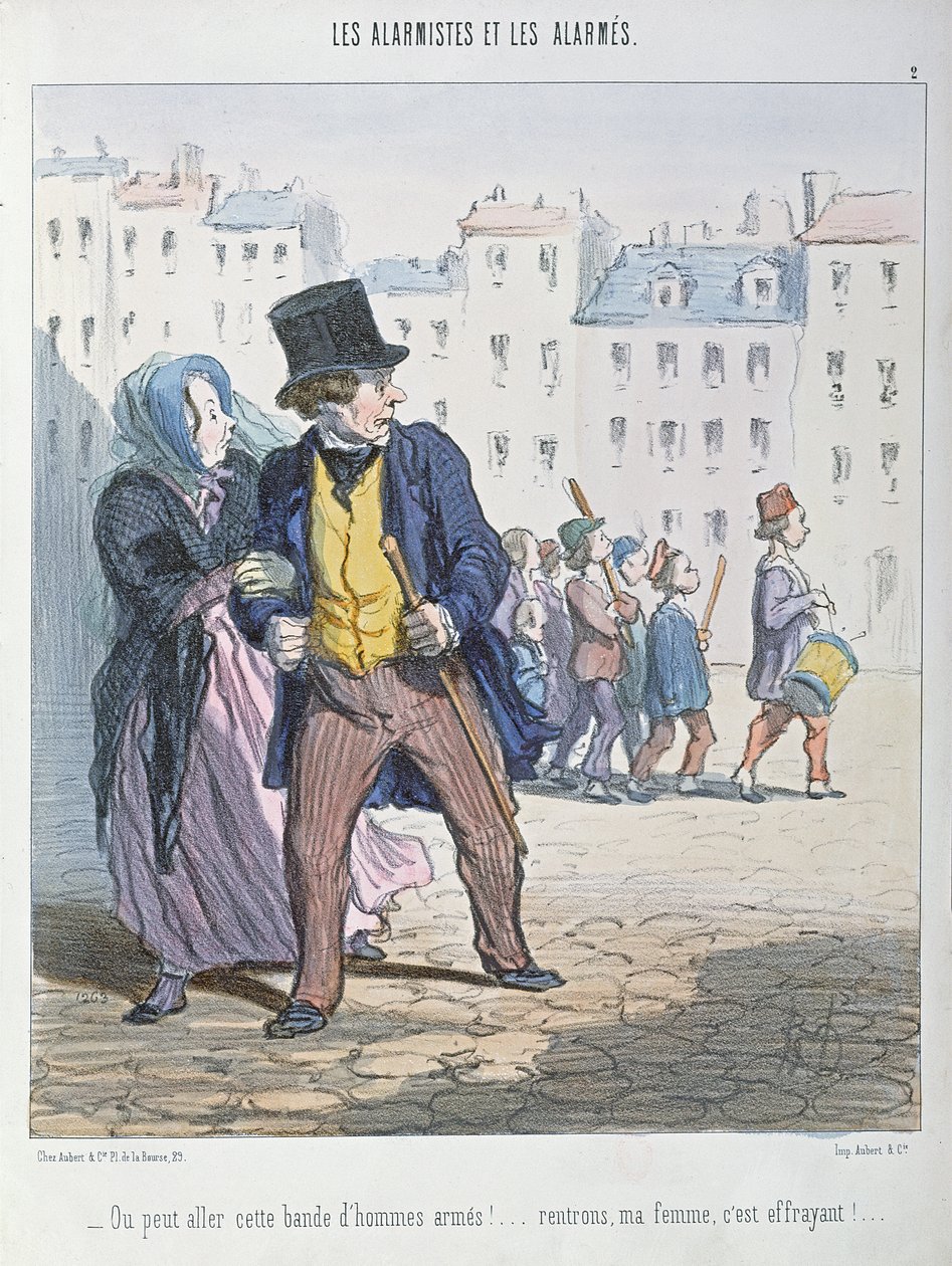 The Alarmists and the Alarmed, 1848 tekijältä Honoré Daumier