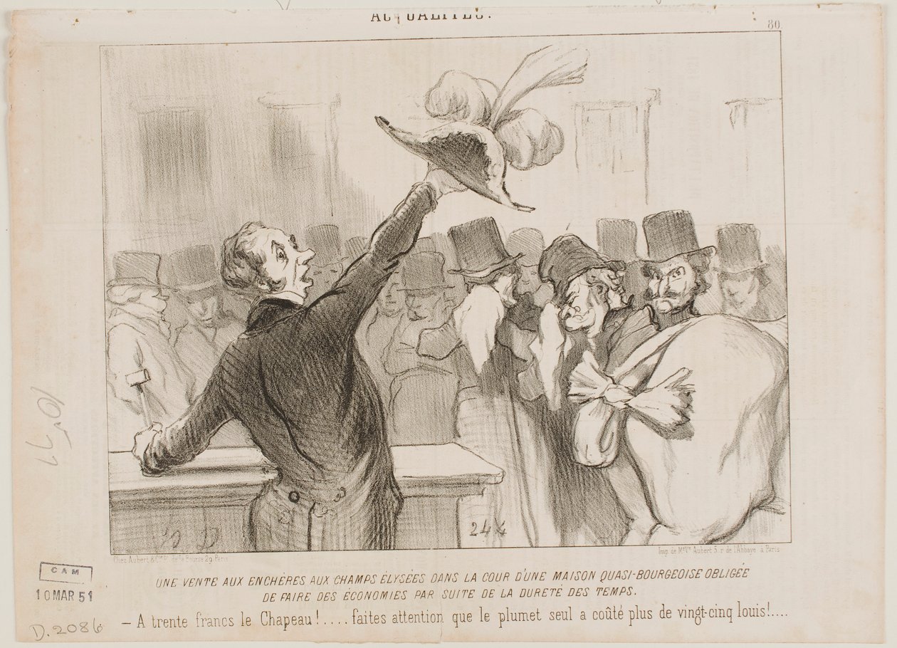 Huutokauppa keskiluokkaisessa talossa tekijältä Honoré Daumier