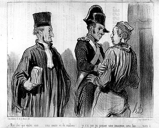 Daumierin asianajaja ja hänen asiakkaansa - "" Charivarissa" 21.9.1845 tekijältä Honoré Daumier