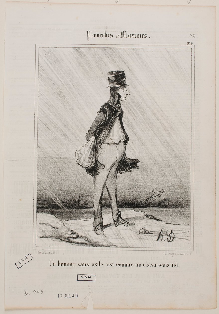 Mies ilman turvapaikkaa on kuin lintu ilman pesää. tekijältä Honoré Daumier