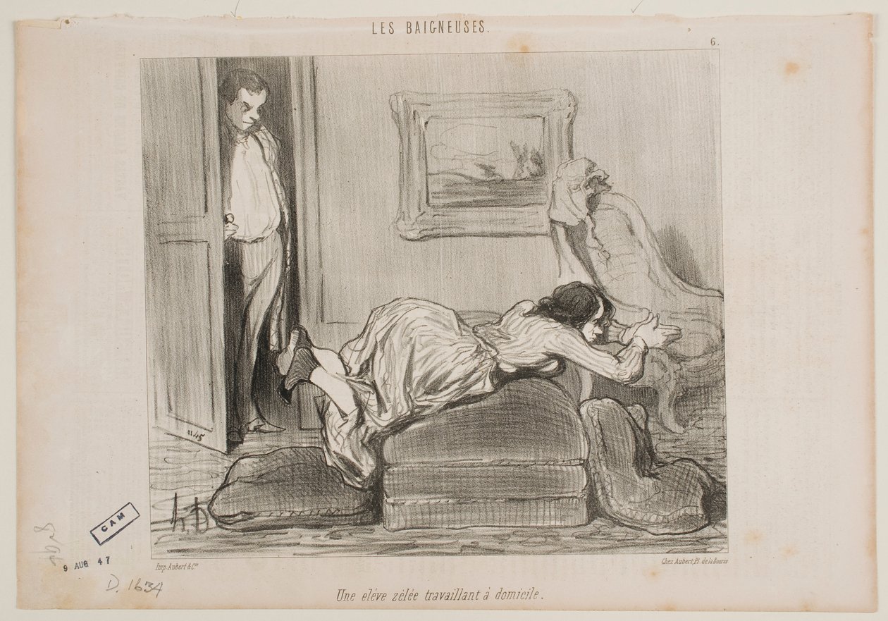 Innokas opiskelija työskentelee kotoa käsin tekijältä Honoré Daumier