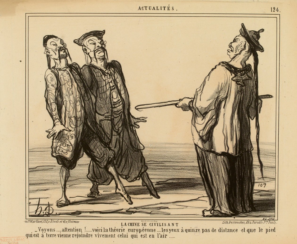 Actualités nro 124: Kiina sivistyy. - Katsotaanpa..., huomio! ... tässä on eurooppalainen teoria... tekijältä Honoré Daumier