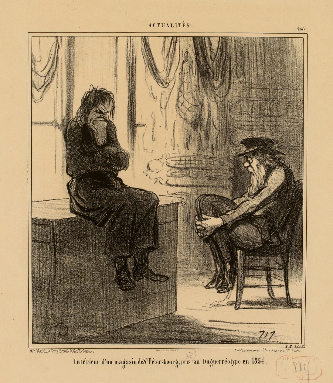 Uutiset nro 140: Pietarin kaupan sisätilat, kuvattu daguerreotyypillä vuonna 1854 tekijältä Honoré Daumier