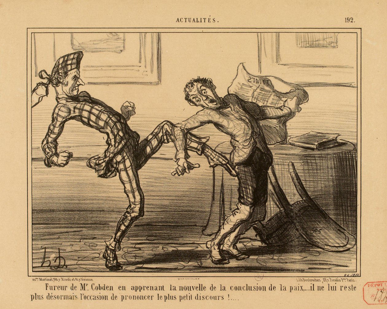 Ajankohtaisuuksia nro 192: Herra Cobdenin raivo hänen kuullessaan uutisen rauhan solmimisesta... tekijältä Honoré Daumier