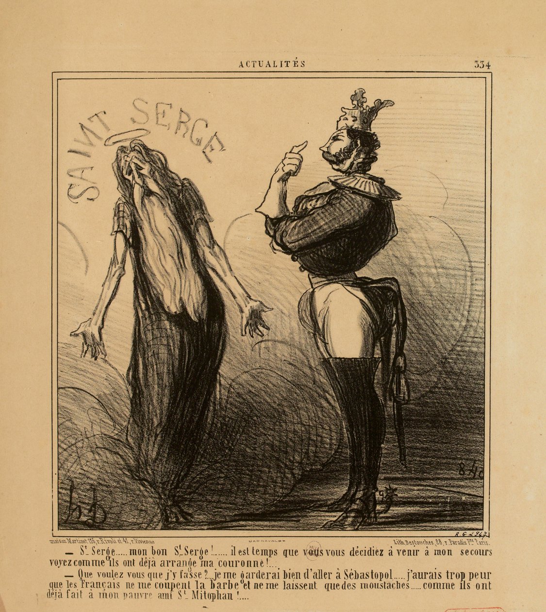 Ajankohtaista nro 334: - Pyhä Sergei ... hyvä pyhä Sergeini! ... Teidän on jo aika päättää... tekijältä Honoré Daumier