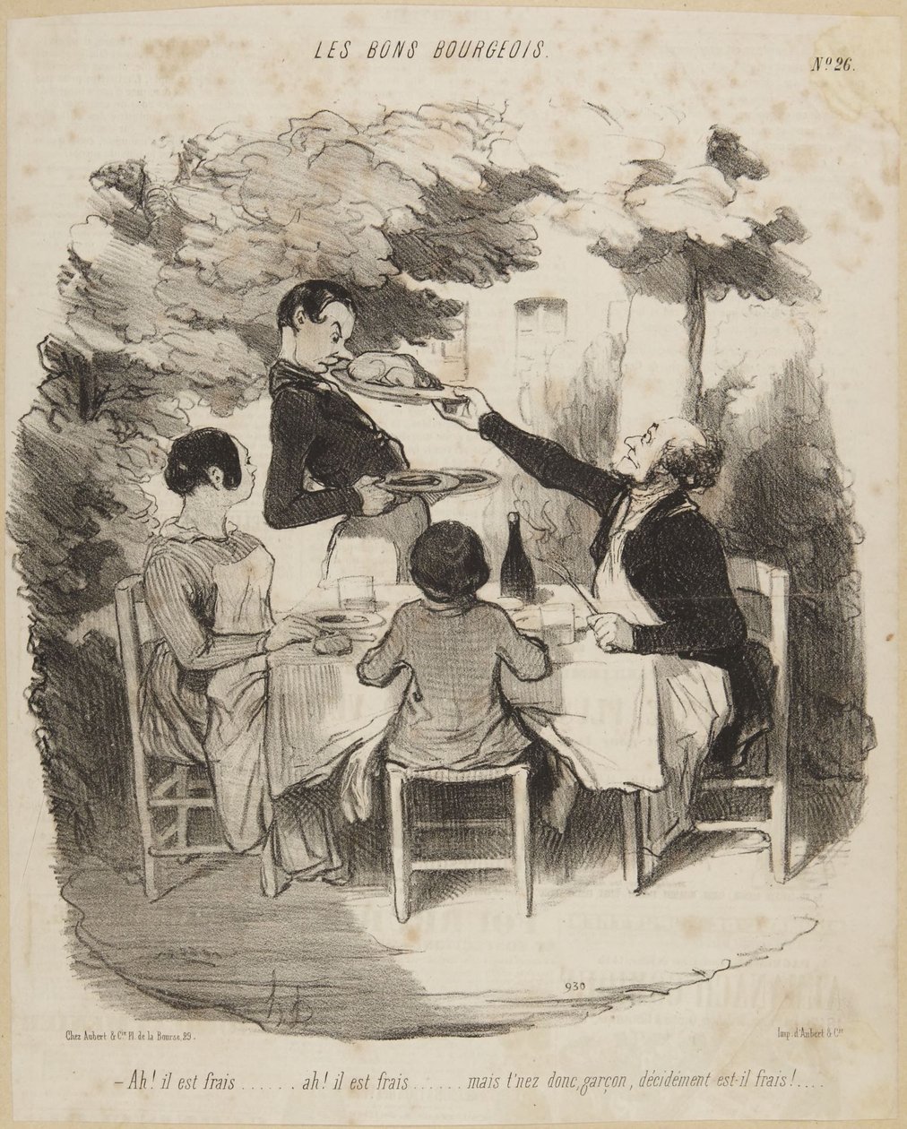 Ah! Hänpä on reipas..., numero 26 Le Charivarin sarjasta "Kunnon porvarit" tekijältä Honoré Daumier