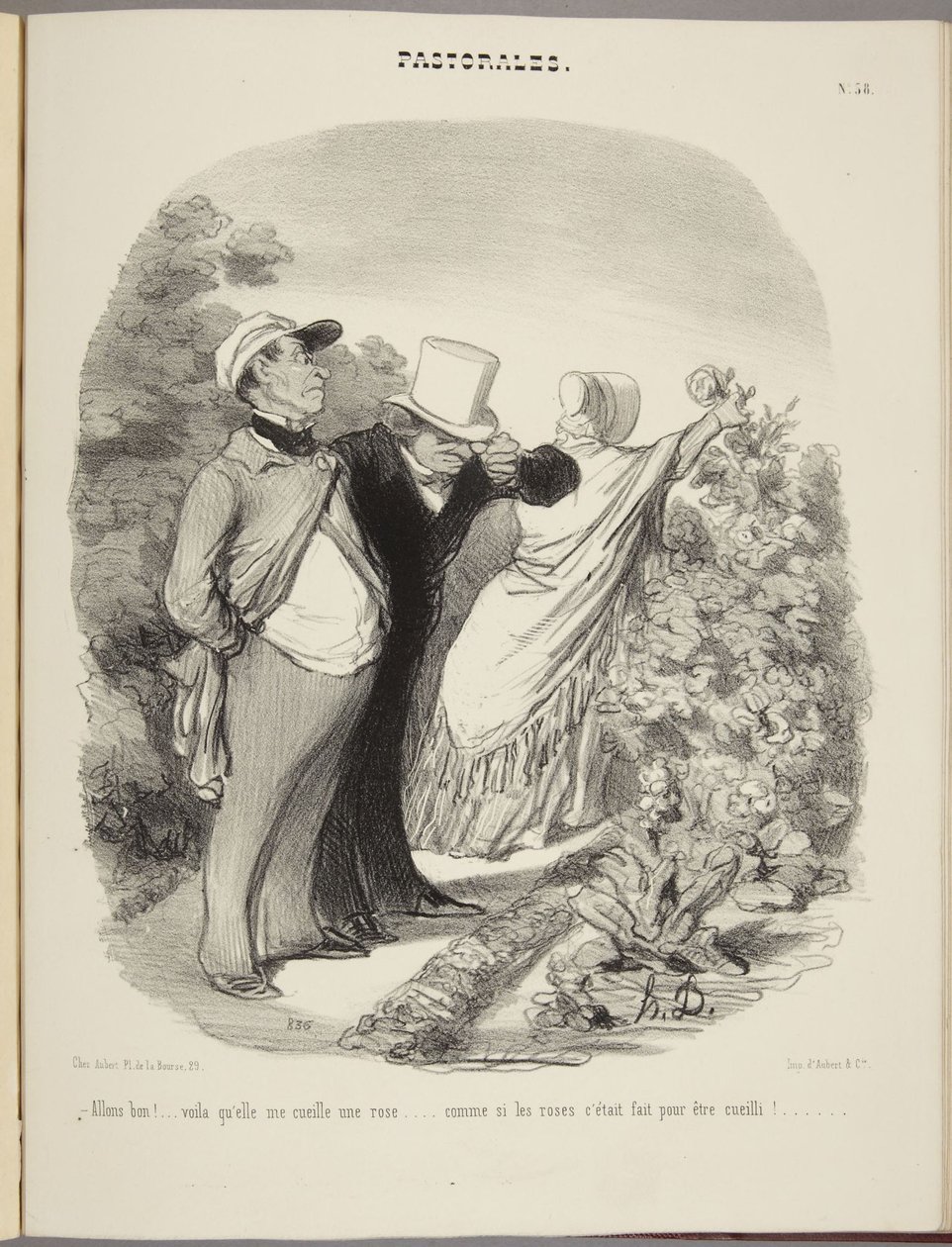 No niin!...nyt hän poimii minulta ruusun...aivan kuin ruusut olisi tehty poimittaviksi!... tekijältä Honoré Daumier