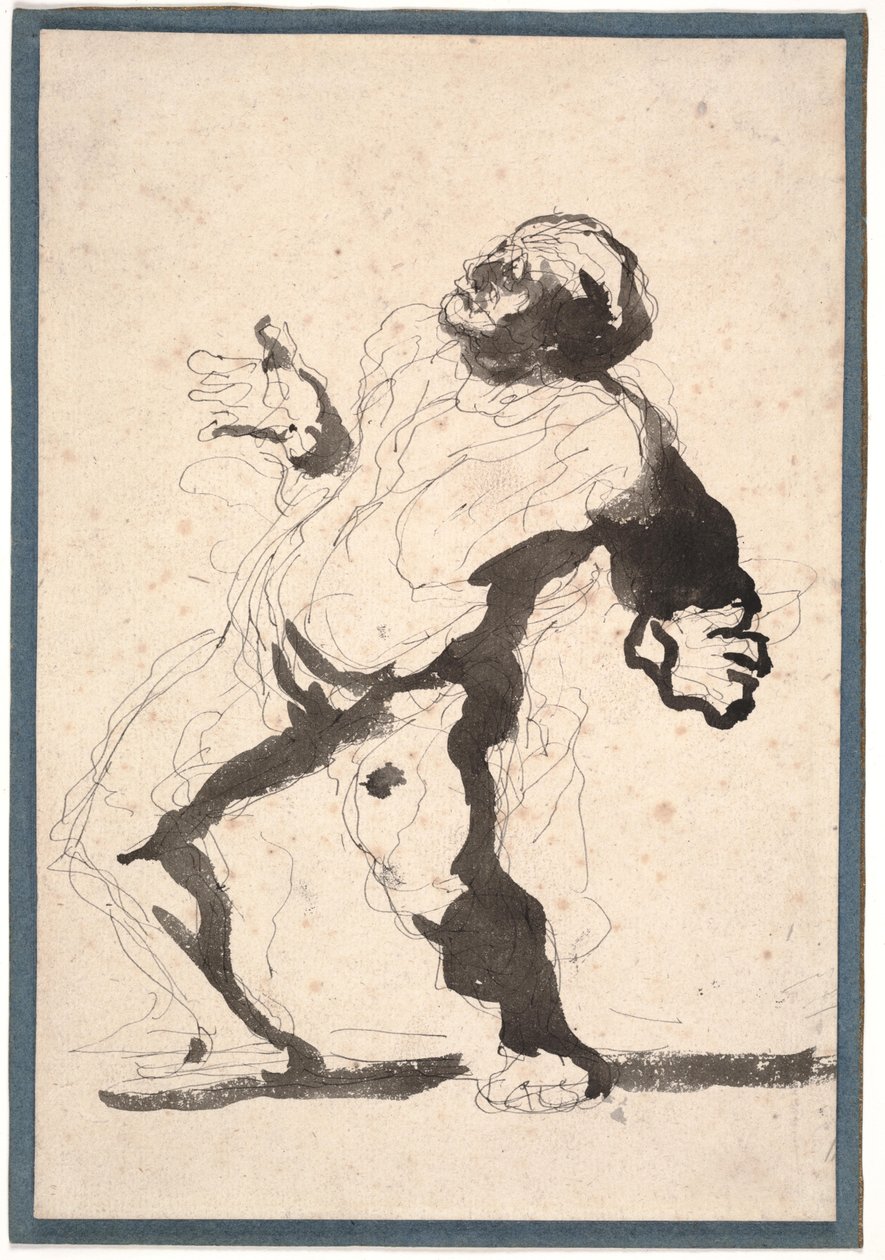 Näyttelijä (kynä ja muste ja pese paperille) tekijältä Honoré Daumier