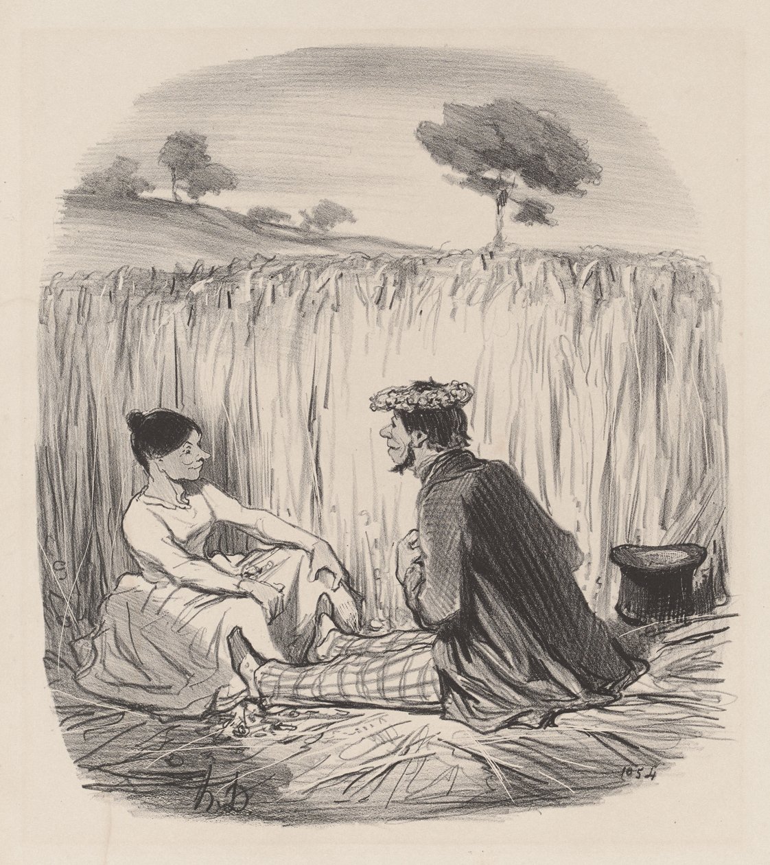 Idylli vehnäpellossa tekijältä Honoré Daumier