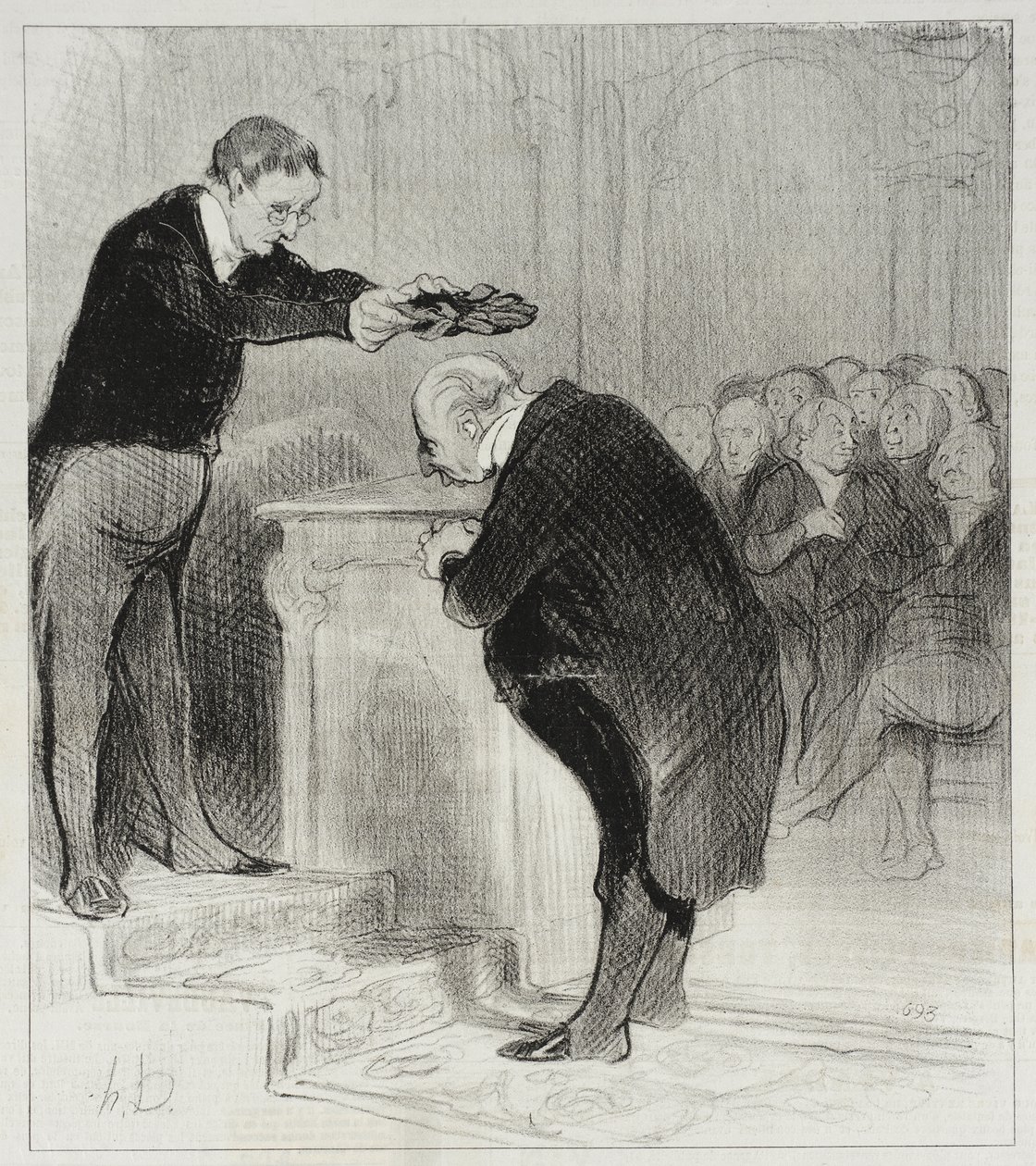 Astukaa lähemmäksi, herra Gérenflot... tulkaa vastaanottamaan kruunu... tekijältä Honoré Daumier