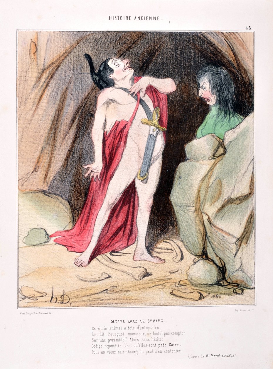 Honore Daumierin (1808-1879) taideteos. Muinainen historia Oidipus sfinksissä. ALCAZARIN KIRJASTO, MARSEILLE tekijältä Honoré Daumier