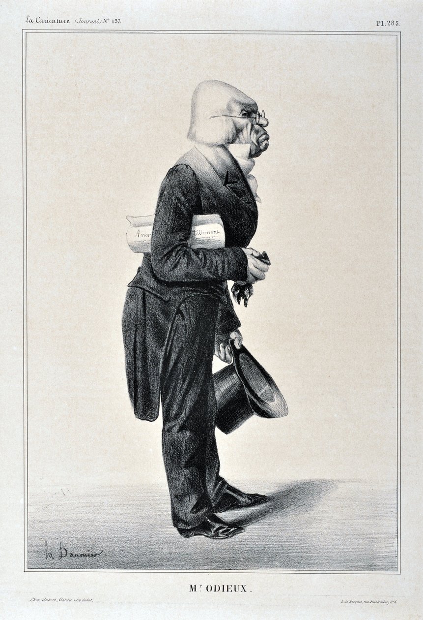 Honore Daumierin (1808-1879) taideteos. Charivari on vuodelta 1833: Serie Celebrites de la Caricature “” M. Odieux”” KUUTATAIDEMUSEO – PALAIS LONGCHAMP, MARSEILLE tekijältä Honoré Daumier
