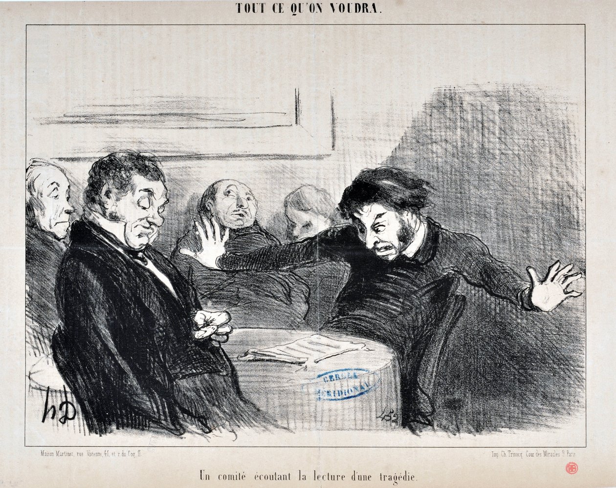 Honore Daumierin (1808-1879) taideteos. Charivari on vuodelta 1852: Serie ALL CE QU
