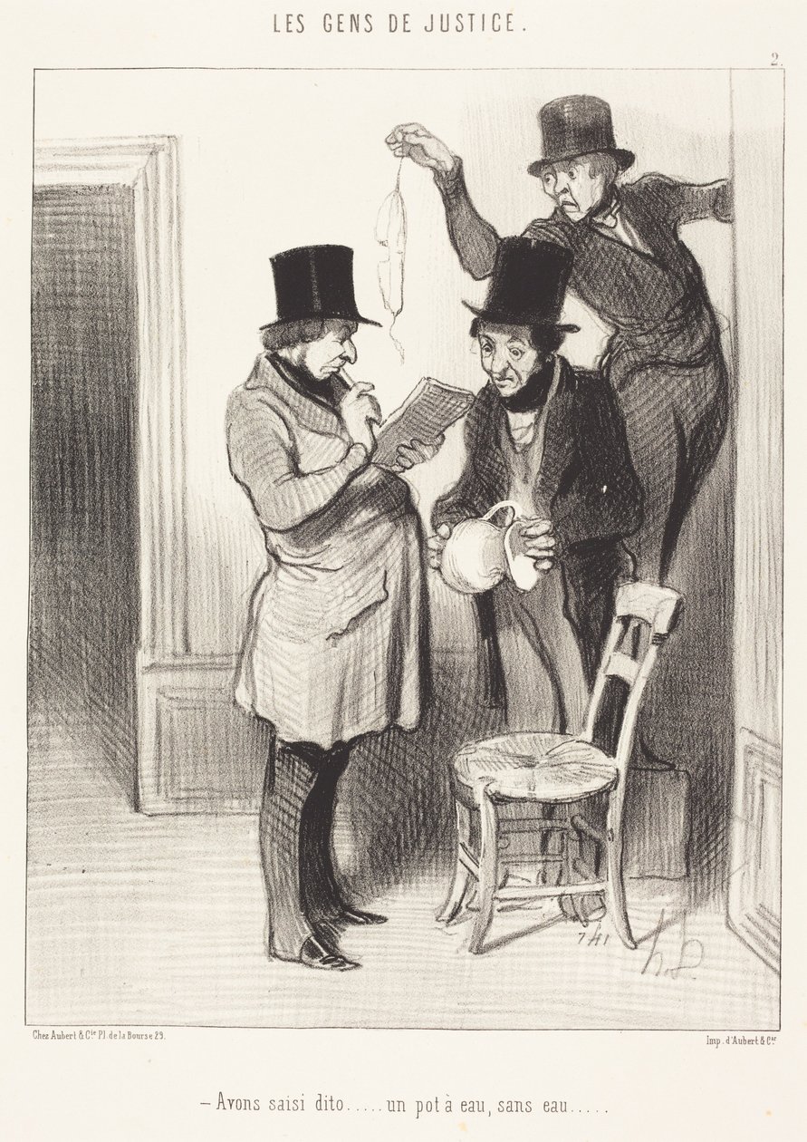 Olemme takavarikoineet mainitun... vesikannun, jossa ei ole vettä tekijältä Honoré Daumier