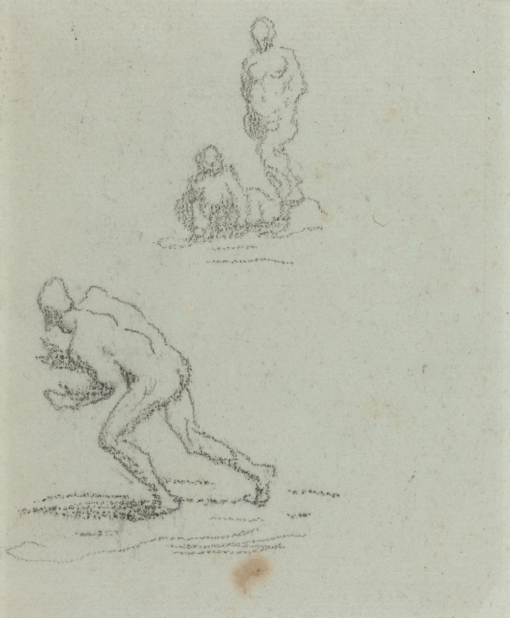 Kylpijät (musta liitu vihreälle paperille) tekijältä Honore Daumier