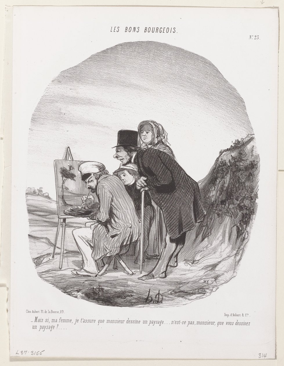 Mutta kyllä, vaimoni, vakuutan sinulle, että herra piirtää maisemaa ... Se on maisema, eikö niin, hyvä herra? tekijältä Honoré Daumier
