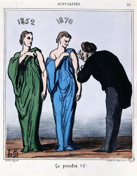 Sarjakuva kansanäänestyksestä 8. toukokuuta 1870, Le Charivarista (värilitho) tekijältä Honoré Daumier
