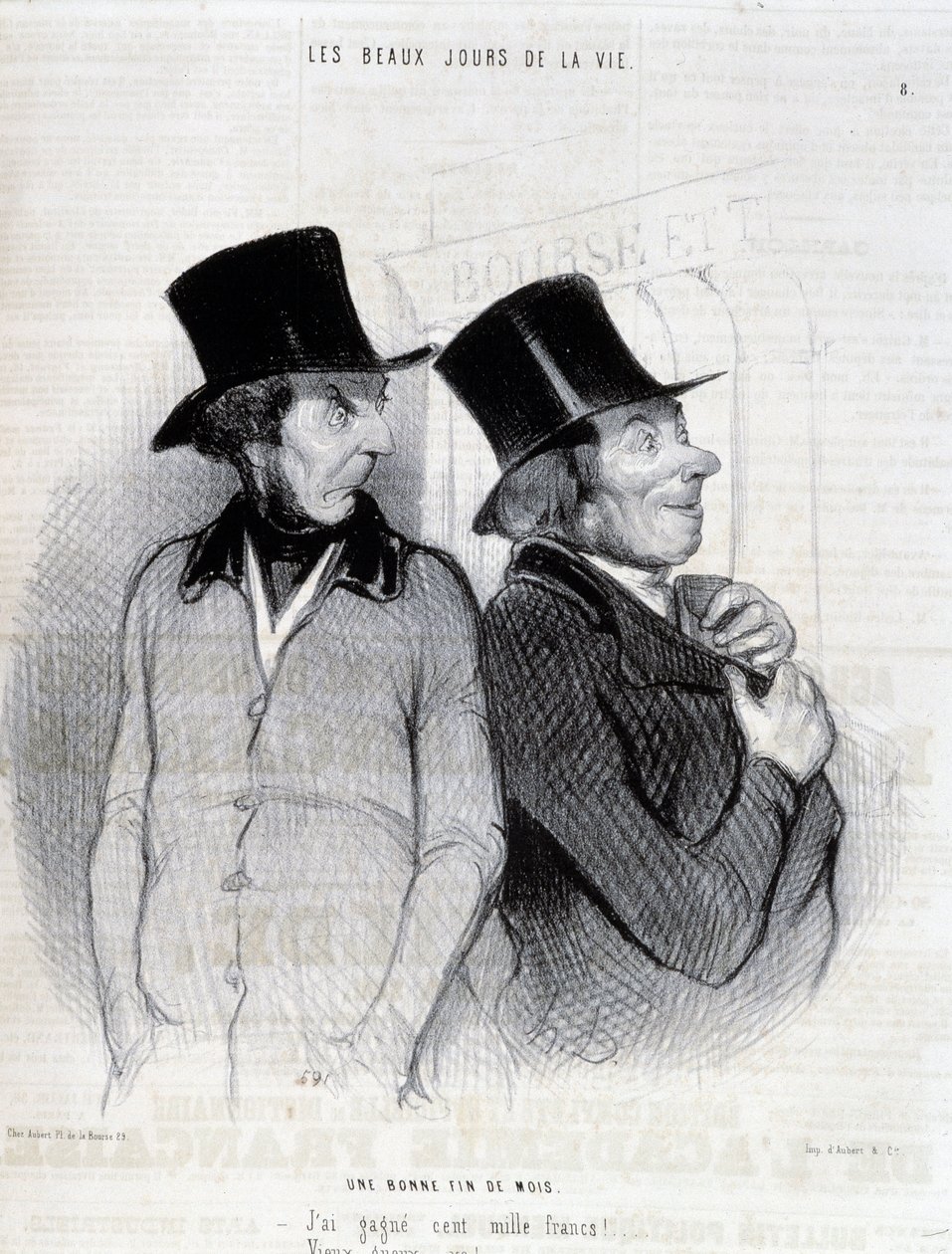 Sarjakuva stipendiaateista - Daumier, "" Charivarissa" 16.4.1844 tekijältä Honoré Daumier