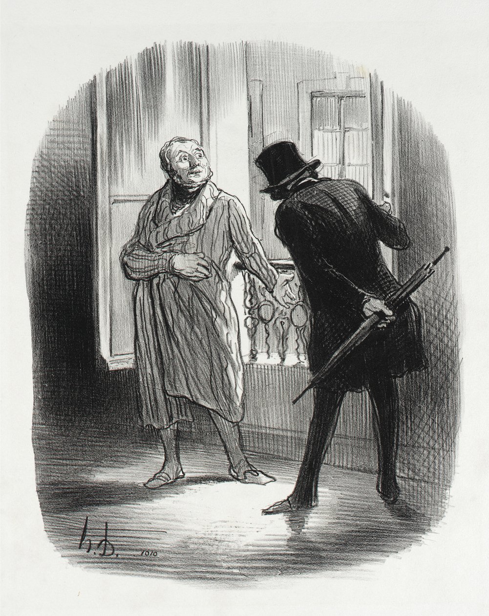 Tämä asunto on hieman kallis Place Royalen sijaintiin nähden... tekijältä Honoré Daumier