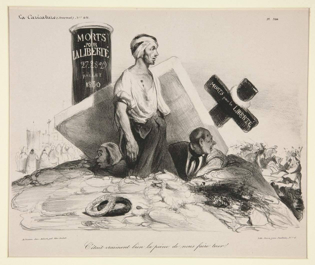Kannatti tosiaan antaa tapattaa meidät! Kuvalaatta 524 La Caricature -lehdestä tekijältä Honoré Daumier