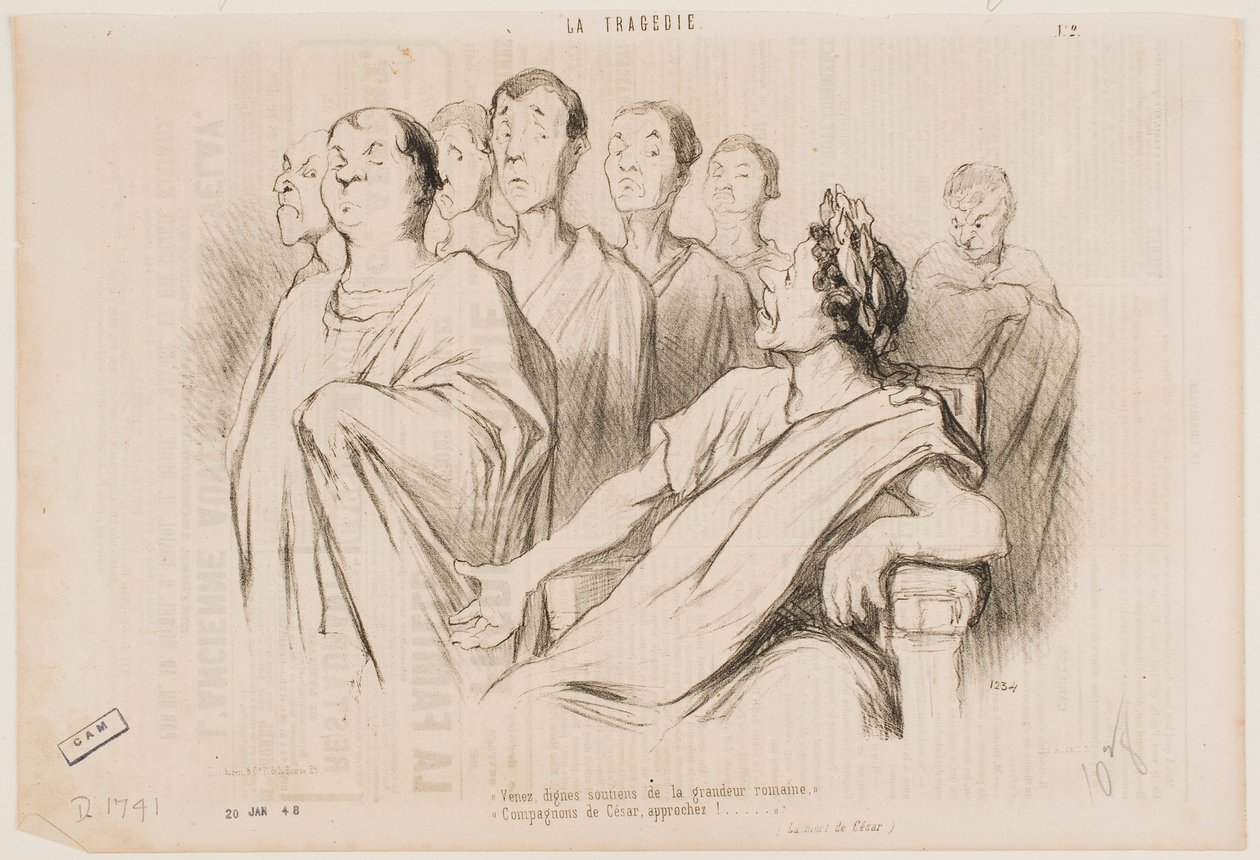 Tulkaa, Rooman suuruuden arvokkaat pylväät ... Caesarin ystävät, astukaa lähemmäksi! tekijältä Honoré Daumier