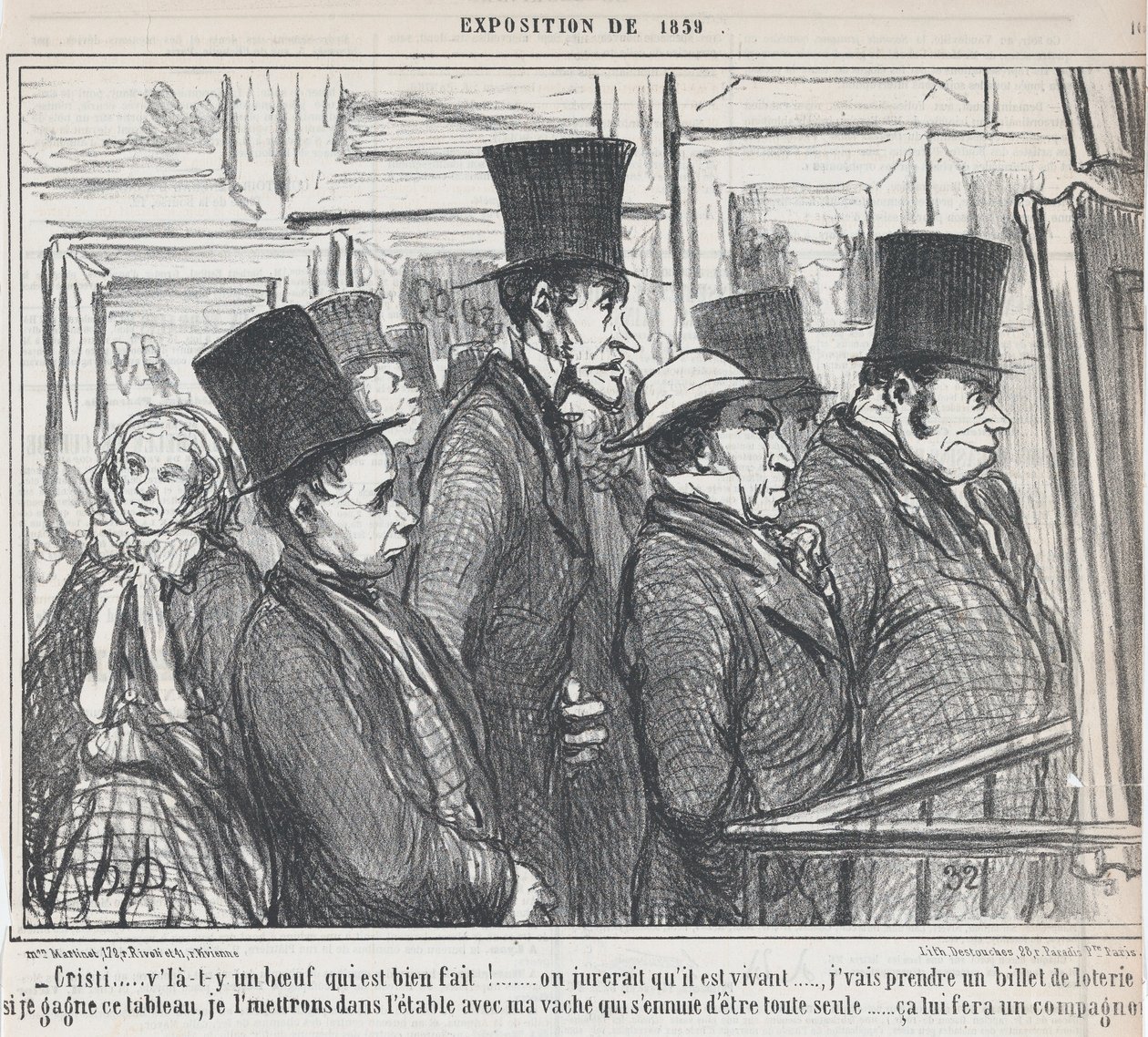 Cristi,... tuohan on hienosti valmistettu naudanliha!..., teoksesta Exposition de 1859, julkaistu Le Charivarissa 4. toukokuuta 1859 tekijältä Honoré Daumier
