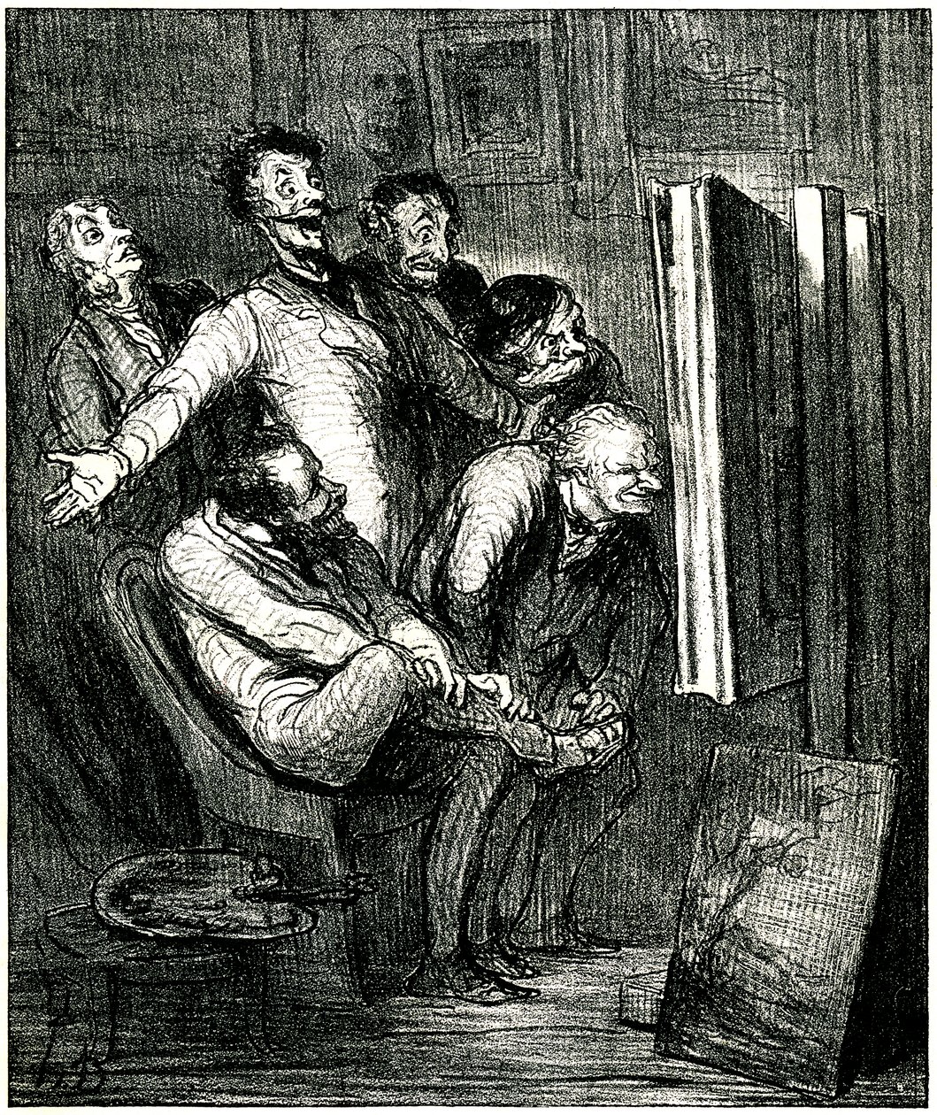 Kriitikot maalauksen edessä tekijältä Honore Daumier