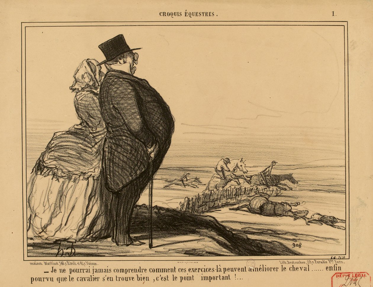 Croquis Equestres Nr. 1: - Ich werde nie verstehen können, wie diese Übungen... tekijältä Honoré Daumier