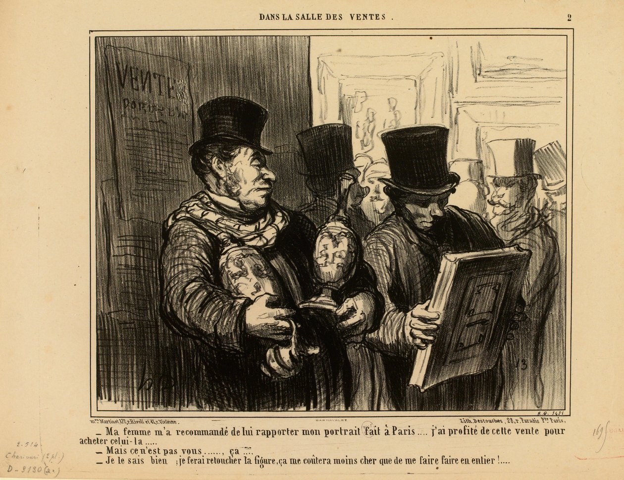 Huutokauppasalissa nro 2: Vaimoni kehotti minua tuomaan hänelle muotokuvani... tekijältä Honoré Daumier