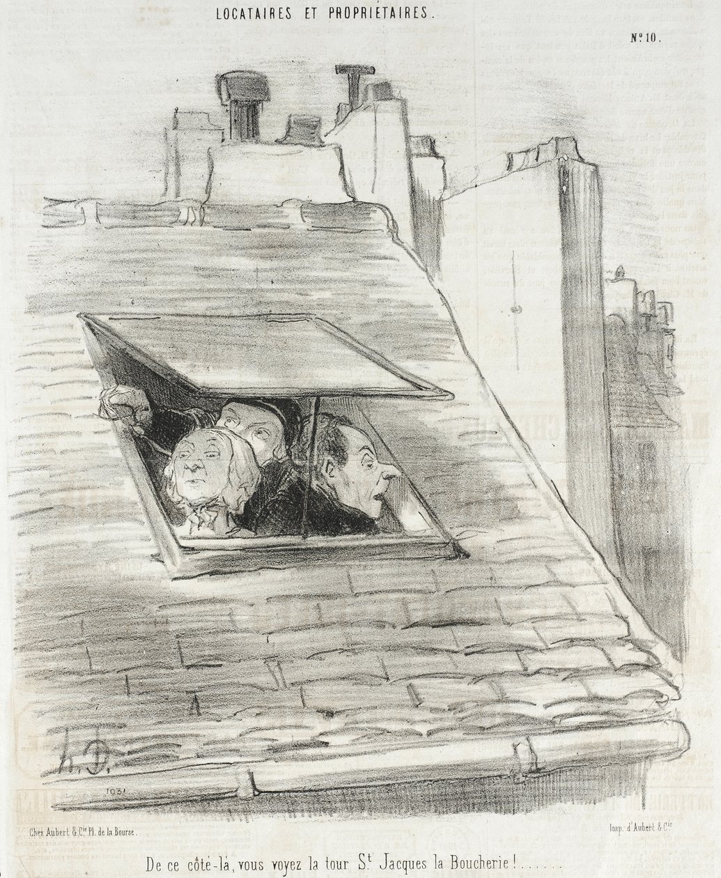 Tuolla puolella näette Saint-Jacquesin tornin ... tekijältä Honoré Daumier