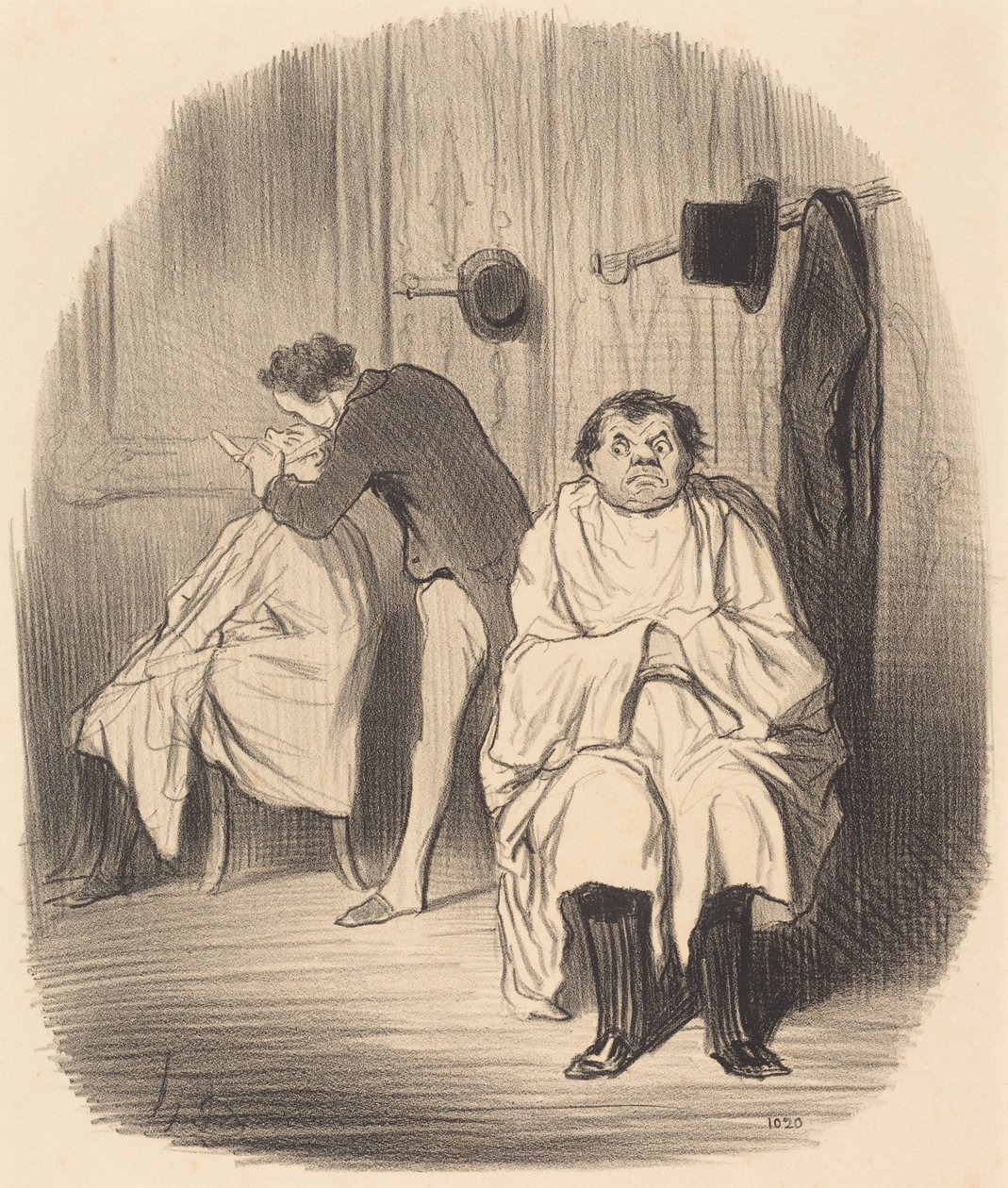 Hitto!... Näyttää siltä, ettei partaveitsi ole kovin hyvä... tekijältä Honoré Daumier