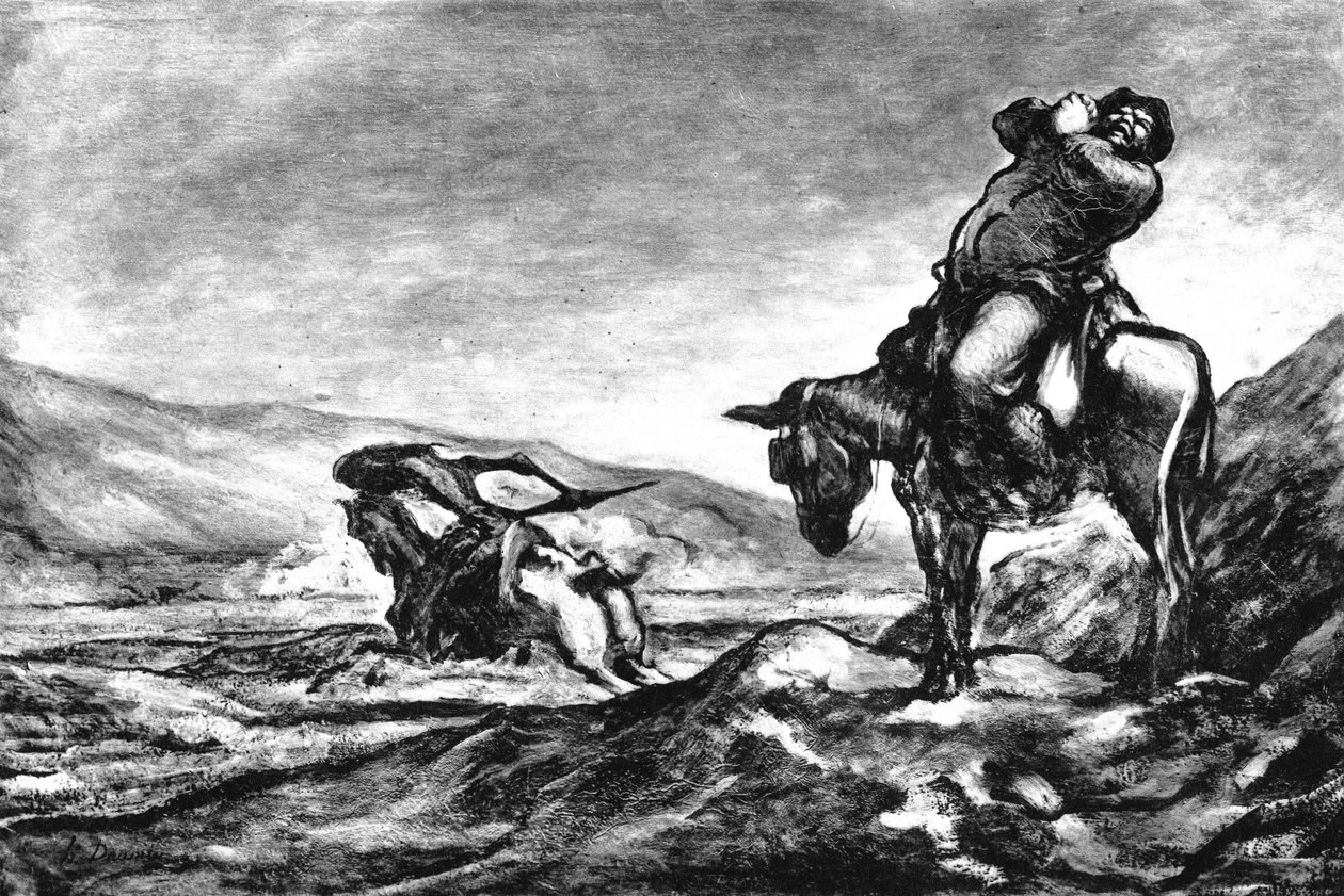 Don Quijote ja Sancho Panca tekijältä Honoré Daumier