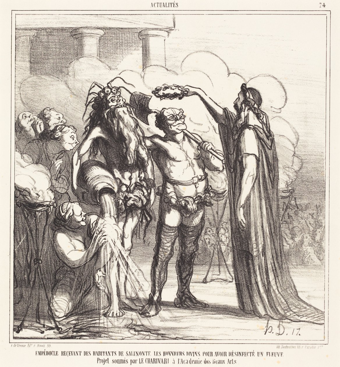 Empedokles saa... jumalallisia kunnianosoituksia... tekijältä Honoré Daumier