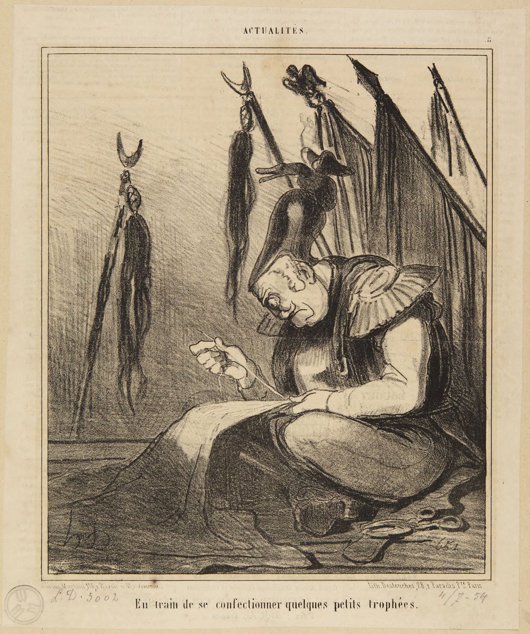 "Valmistamassa itselleen muutamia pieniä pokaaleja." tekijältä Honoré Daumier