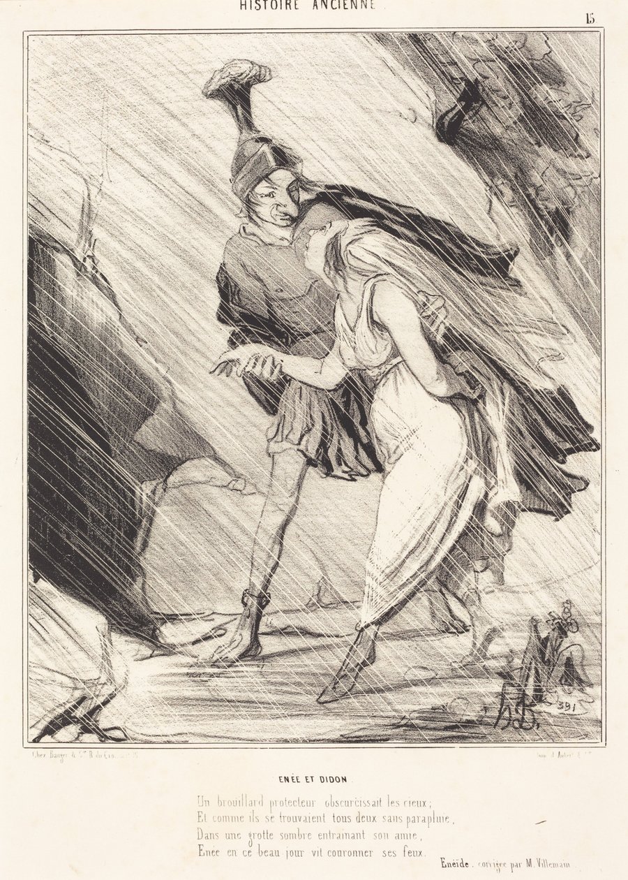 Aeneas ja Dido tekijältä Honoré Daumier