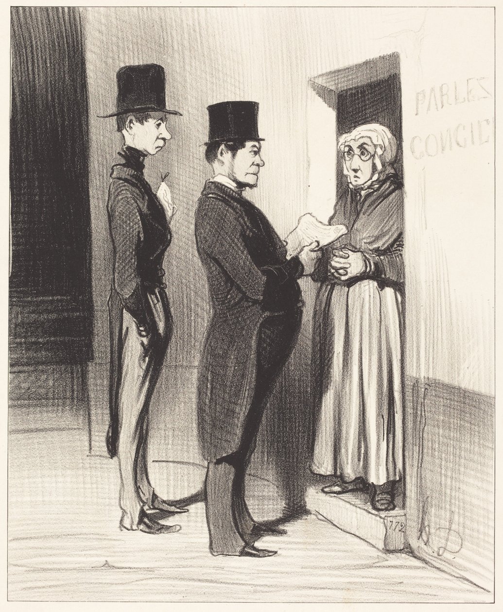 Ja puhuessaan näin hänen vaunujensa ovella hän julisti... tekijältä Honoré Daumier
