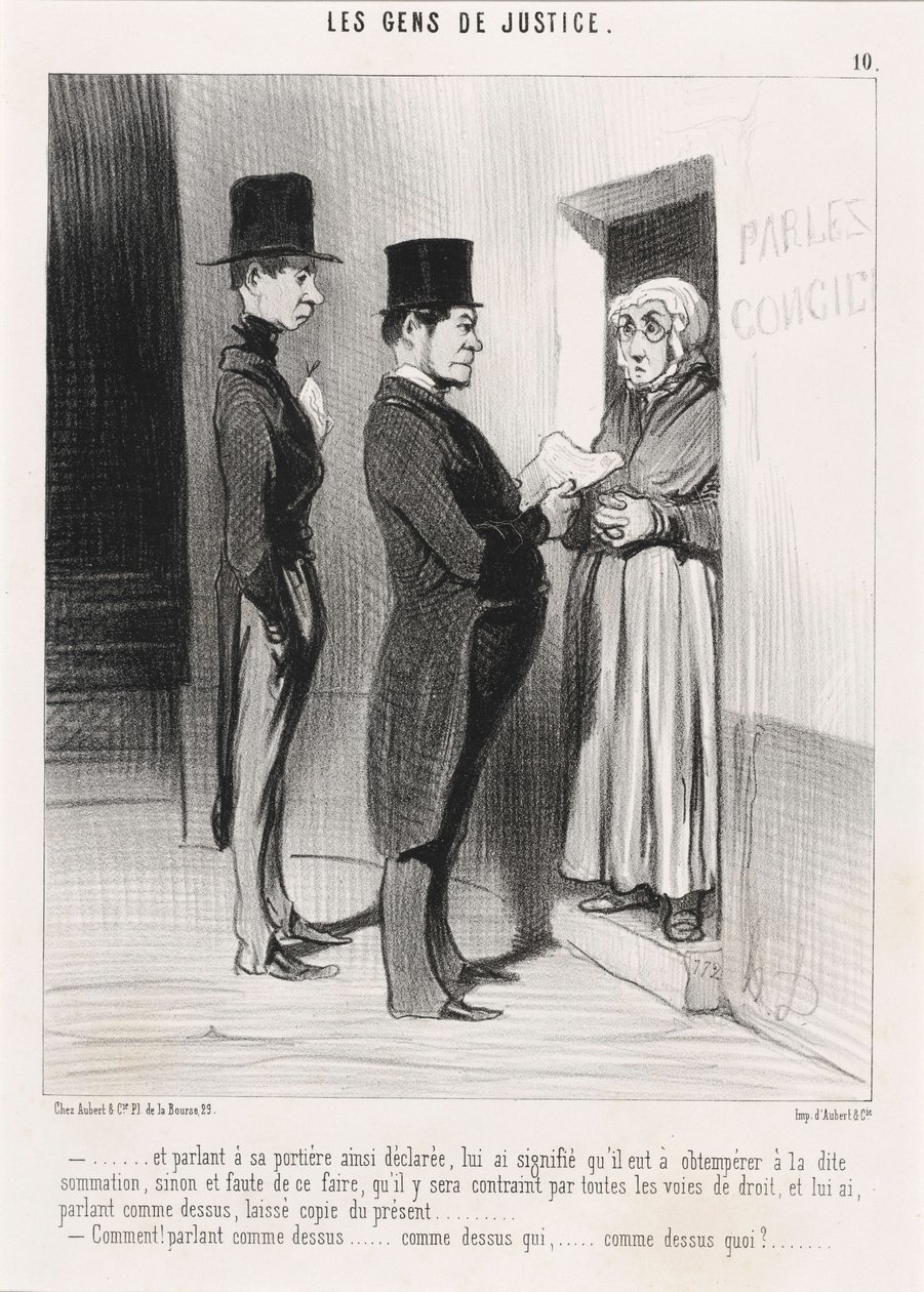 Ja puhuessaan näin vaunujensa ovelle hän julisti... tekijältä Honoré Daumier
