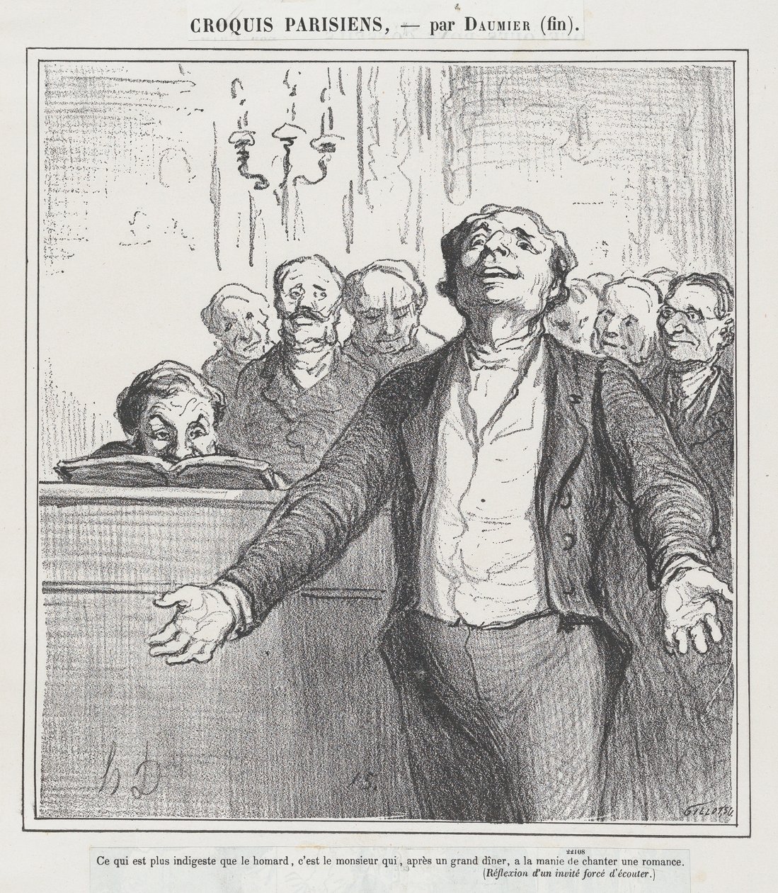 Vielä vaikeammin sulava kuin hummeriateria..., teoksesta "Pariisilaisia luonnoksia" tekijältä Honoré Daumier