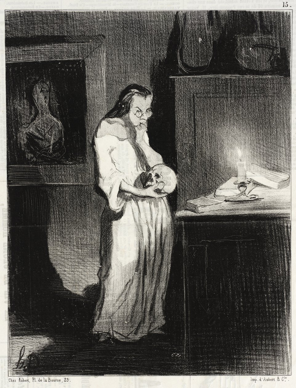 Humanitaarinen kirjailijatar, joka käy miehen kimppuun... tekijältä Honoré Daumier