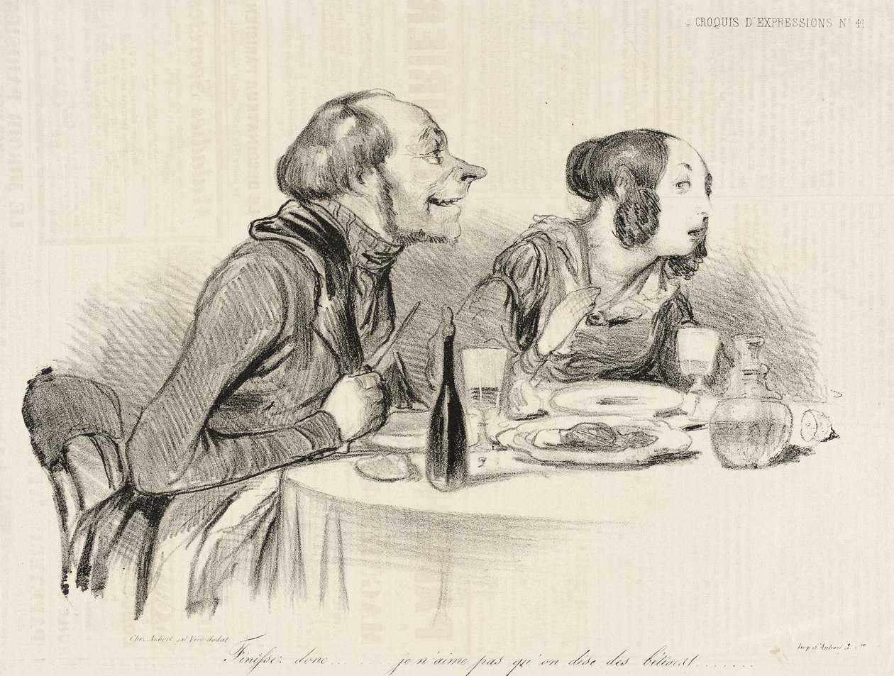 Lopettakaa nyt... En pidä siitä, kun sanotaan typeryyksiä... tekijältä Honoré Daumier