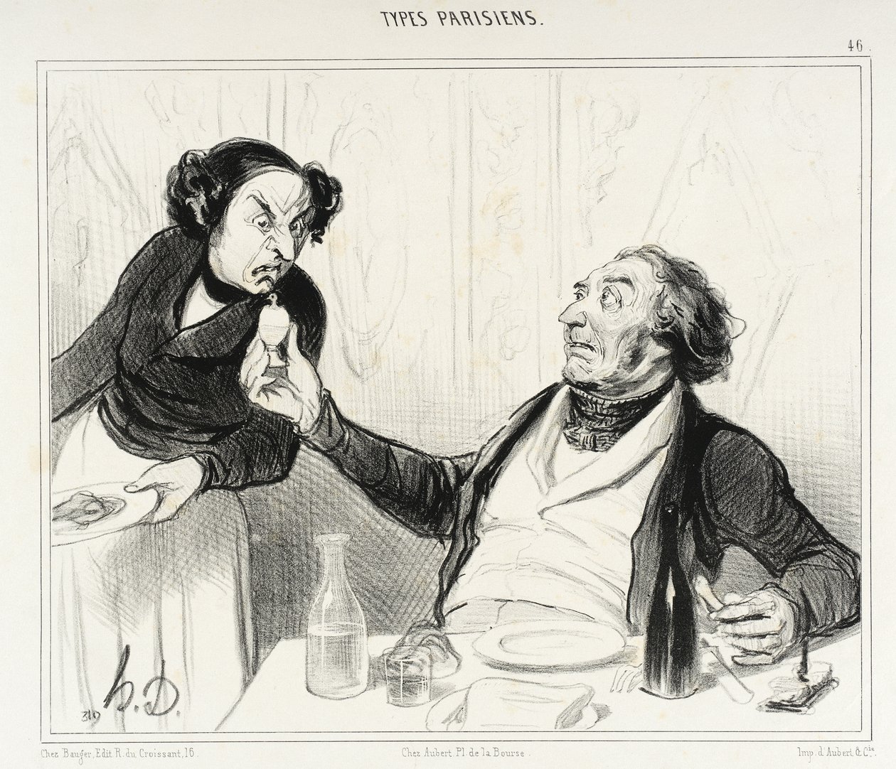 Tarjoilija, mikä tuo oikein on?... tekijältä Honoré Daumier
