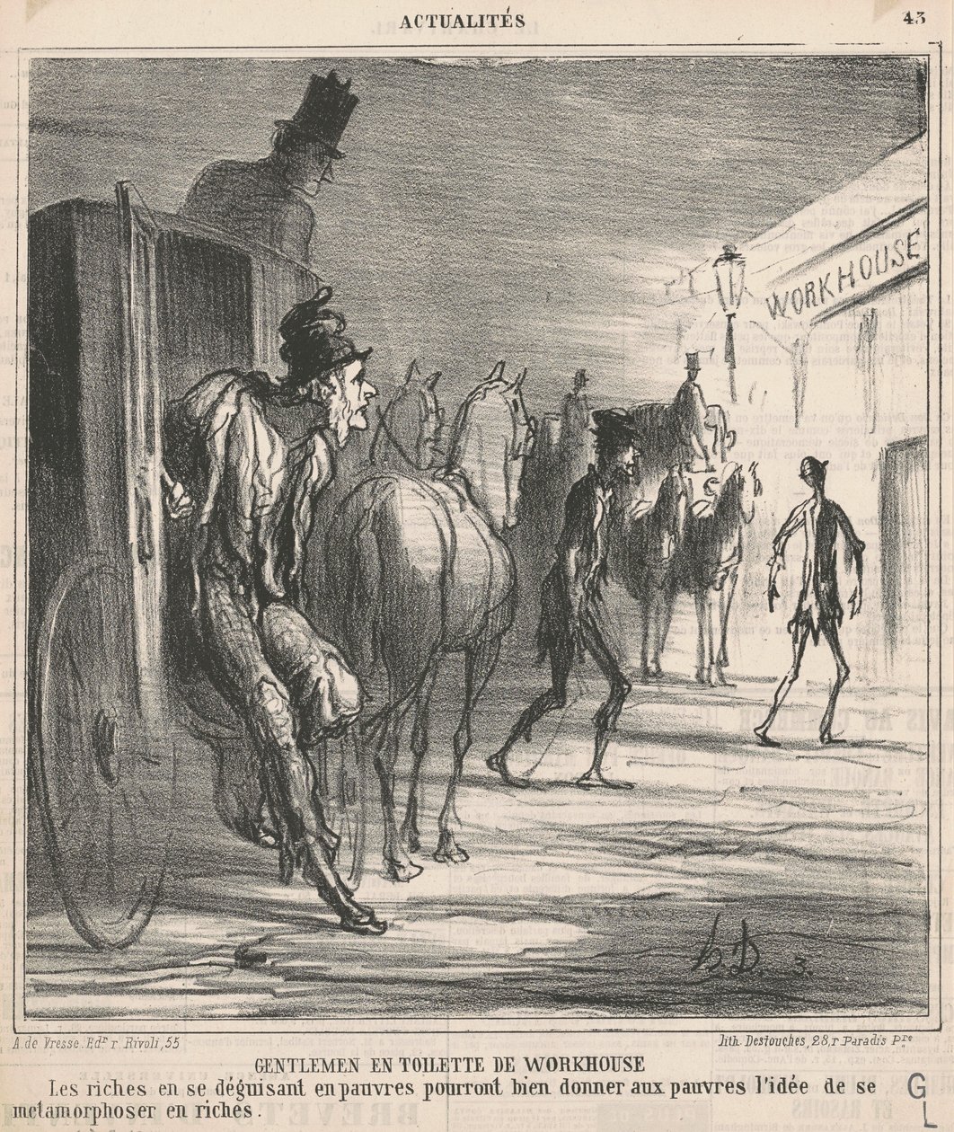 Herrat työlaitoksen asussa tekijältä Honoré Daumier