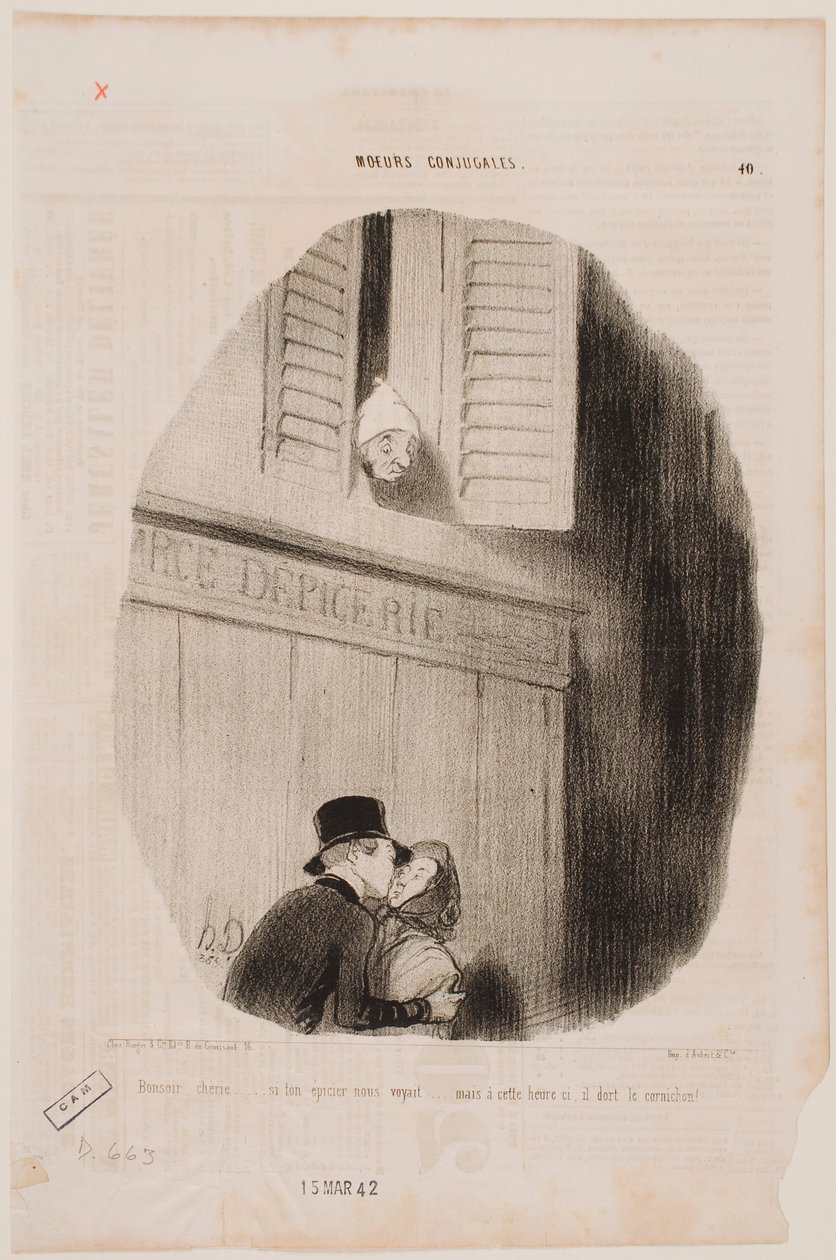 Hyvää yötä, rakkaani... jos ruokakauppiaasi näkisi meidät... tekijältä Honoré Daumier