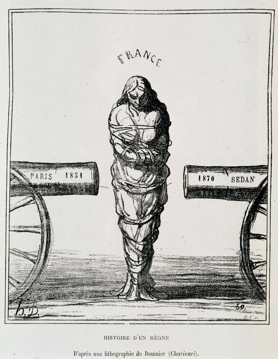 Regnen historia: Ranska puristinliikkeessä Pariisin 1851 ja Sedanin 1870 välillä - Honore Daumierin litografia julkaistu "" Le Charivari" -lehdessä, sd. noin 1871 tekijältä Honoré Daumier