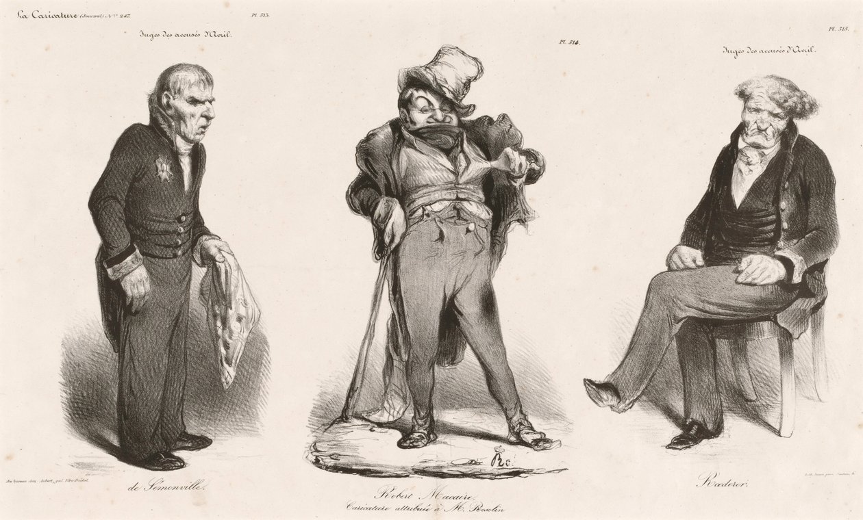 Huguet de Sémonville - Robert Macaire (Thiers) - kreivi Roederer tekijältä Honoré Daumier