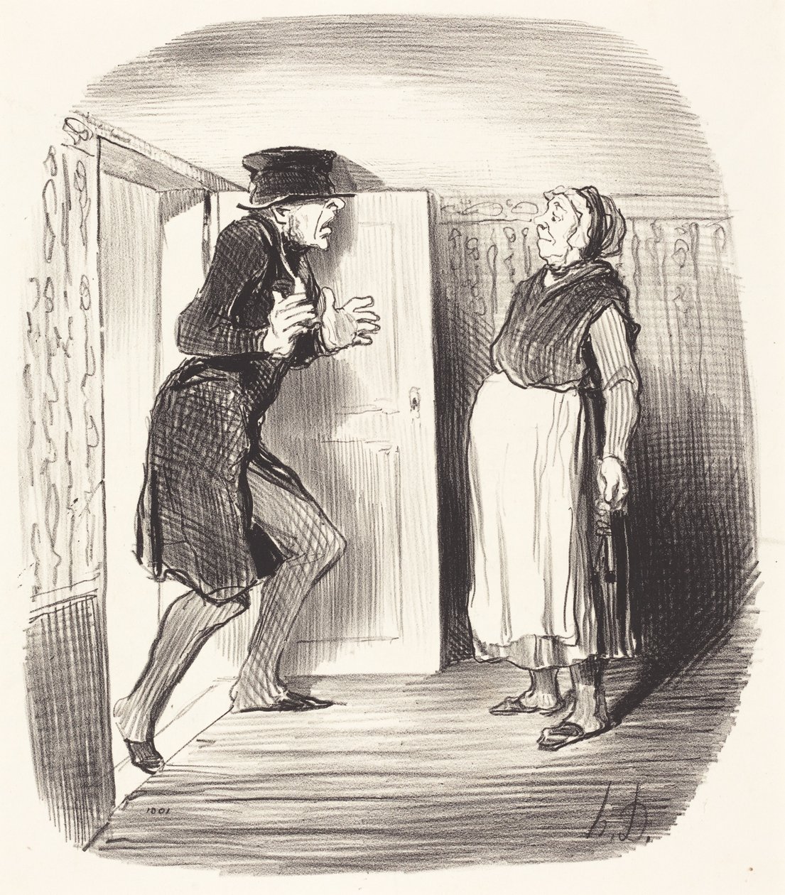 Epäkohta puolikerroksessa vierailemisesta ilman varovaisuutta... tekijältä Honoré Daumier