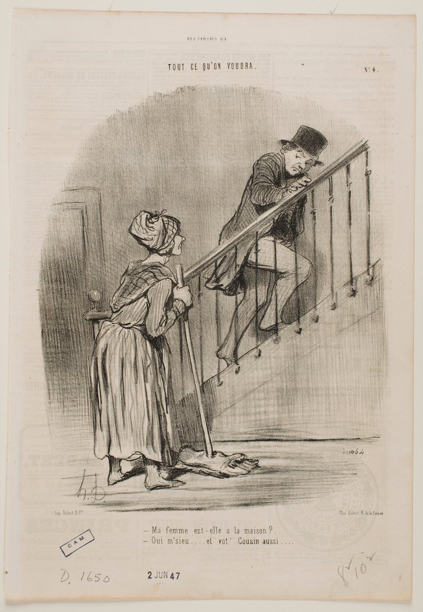 Onko vaimoni kotona? tekijältä Honoré Daumier