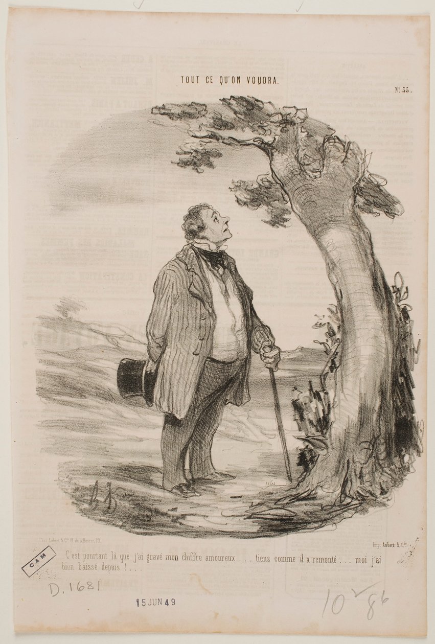 Tähän kaiverrutin rakkauteni nimikirjaimet… tekijältä Honoré Daumier