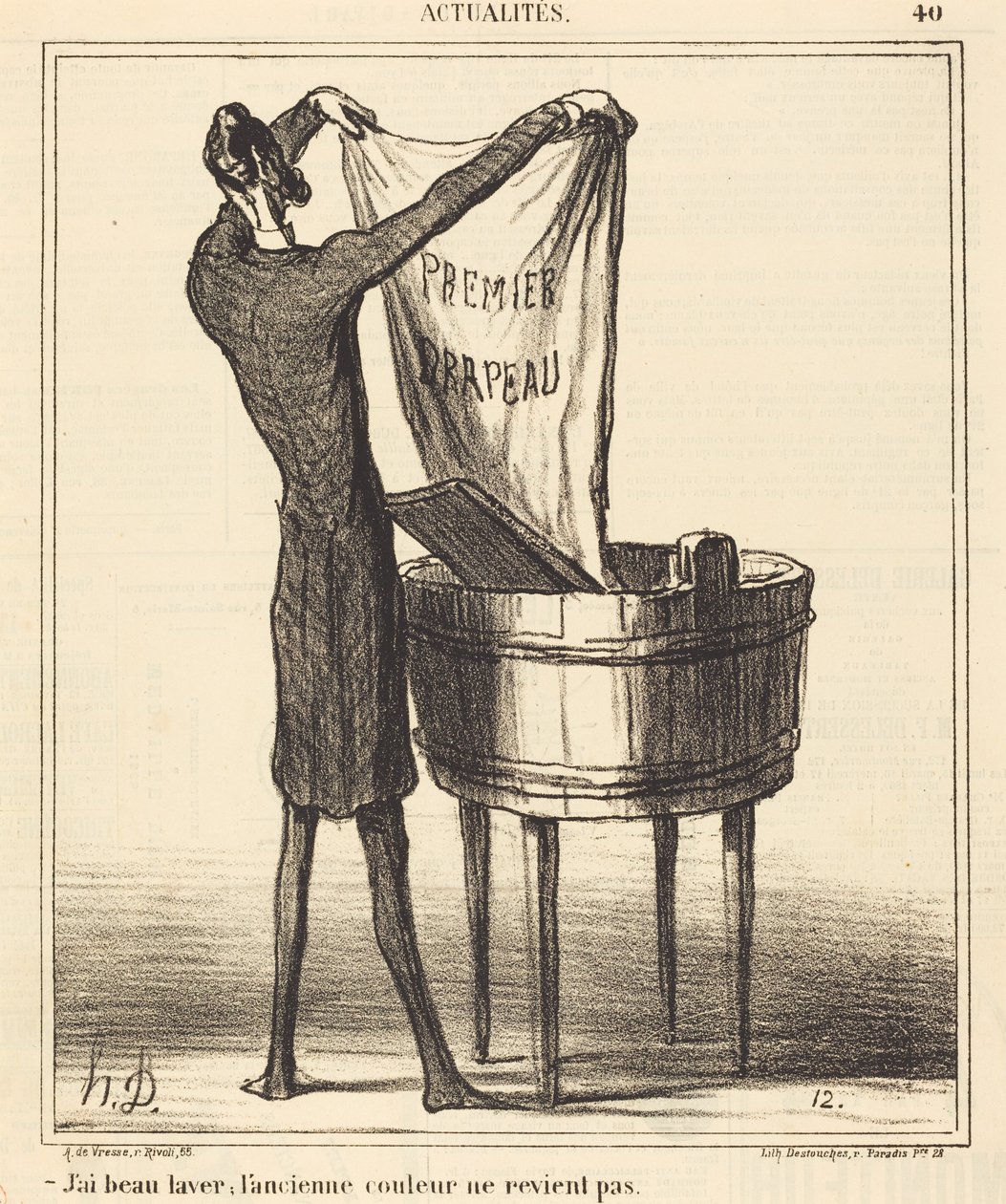 Vaikka kuinka pesen, vanha väri... tekijältä Honoré Daumier